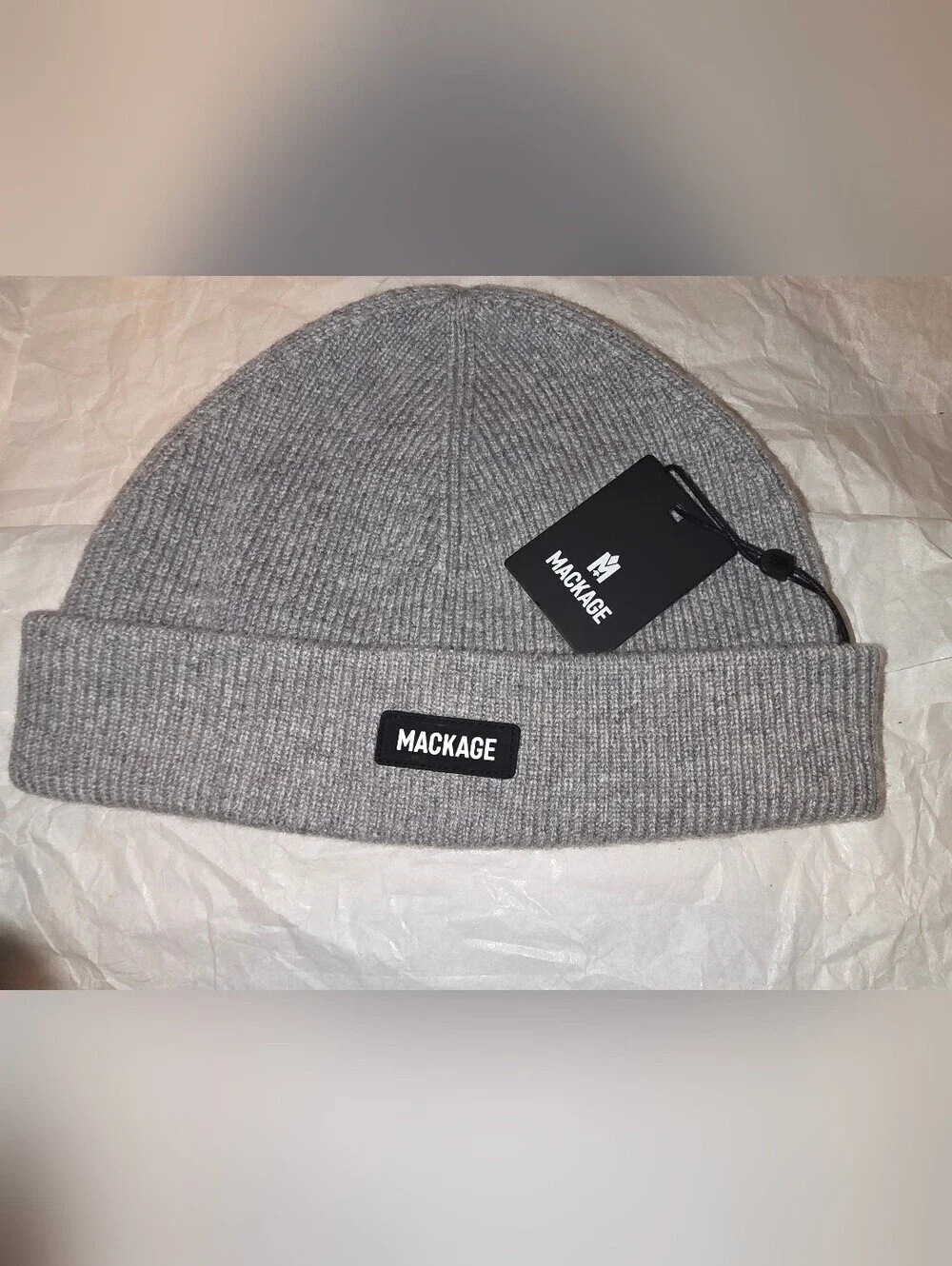 NWT- Unisex Mackage Ribbed Beanie - Gray